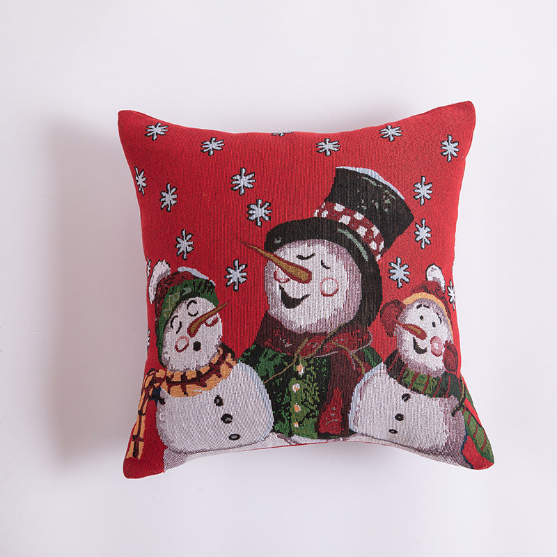 Sarung Bantal Kursi Sofa Christmas Natal 45x45cm Motif Snowman Premium Series