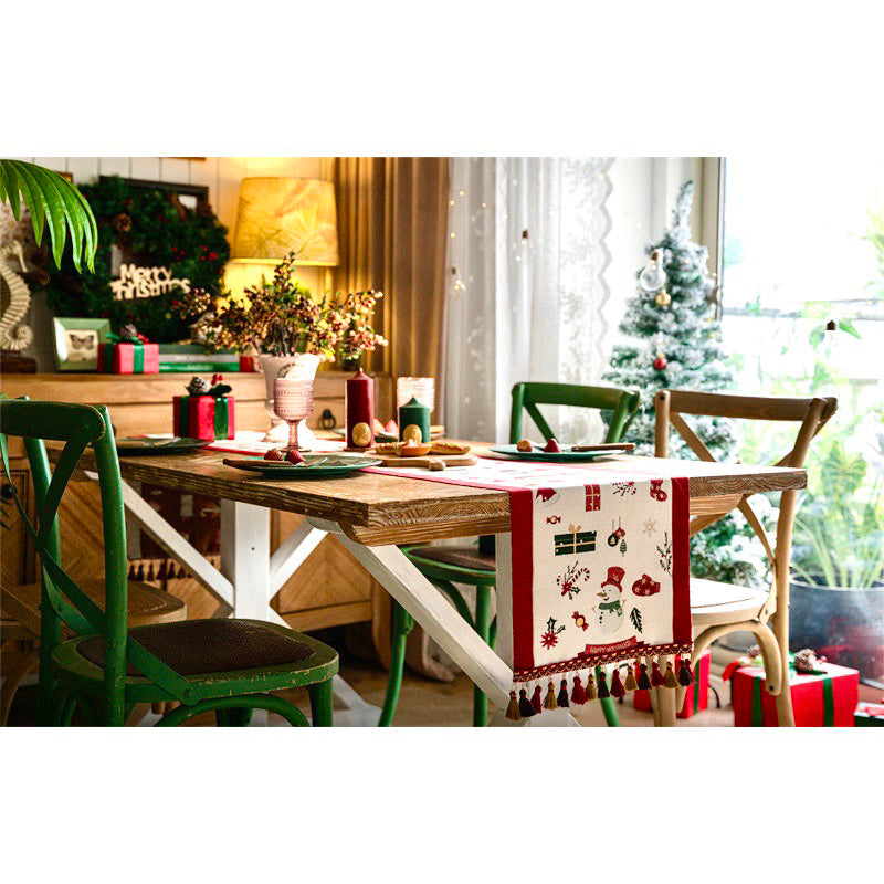 Taplak Meja Natal Premium Series Motif Snowman | Table Runner Christmas Dekorasi Natal