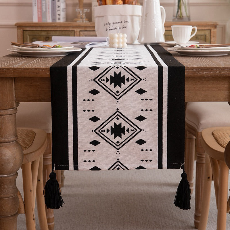 Table Runner Aesthetic Minimalis | Taplak Meja Panjang Monochrome