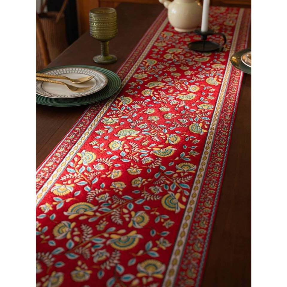 Table Runner Etnik Cotton Linen Taplak Meja Makan Panjang