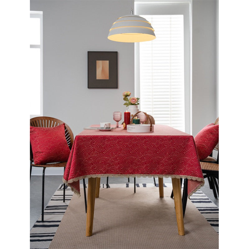 Taplak Meja Makan Kain Motif GLAM Red | Taplak Meja Aesthetic