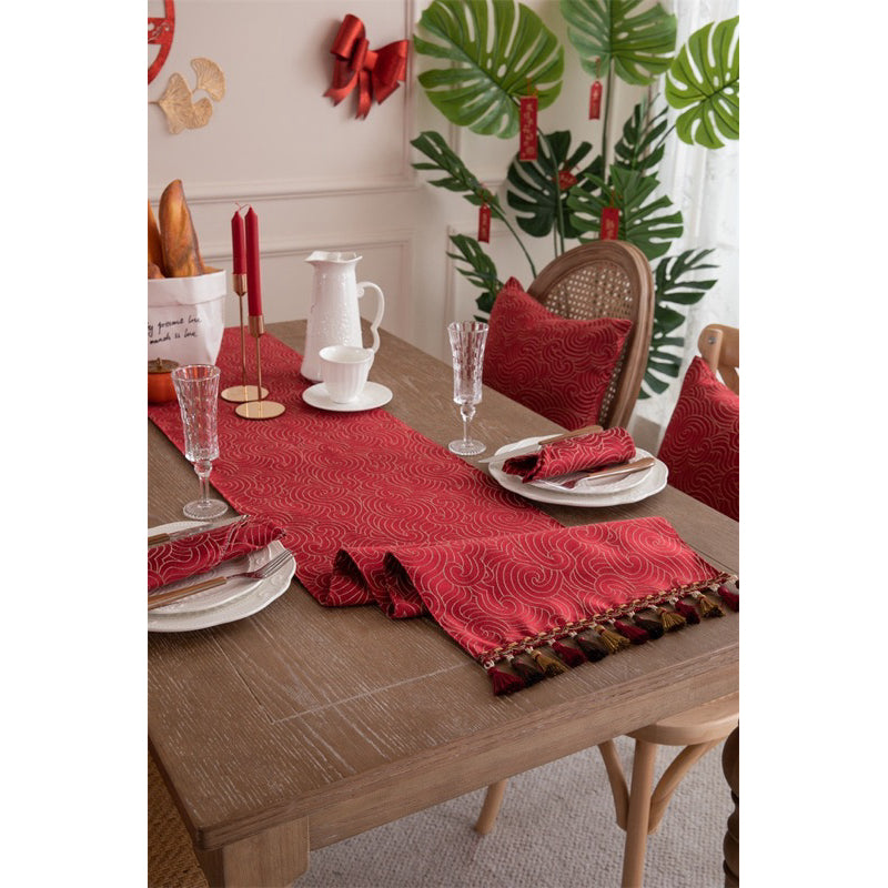Table Runner Aesthetic GLAM Red | Taplak Meja Panjang Merah