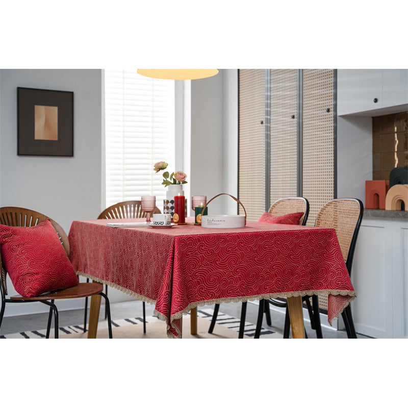 Taplak Meja Makan Kain Motif GLAM Red | Taplak Meja Aesthetic