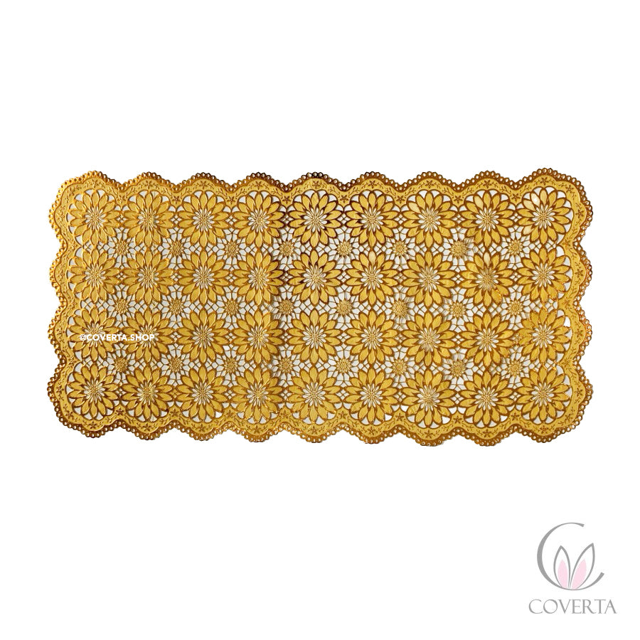 Taplak Meja Tamu Segi Panjang Plastik Gold 40x85cm