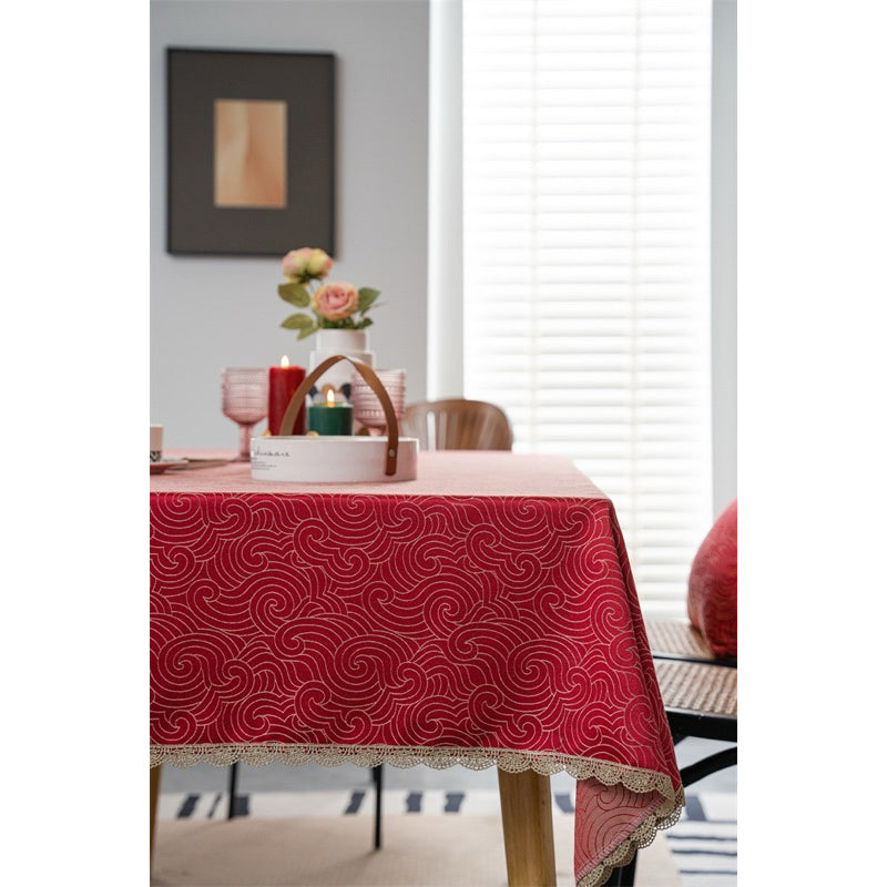 Taplak Meja Makan Kain Motif GLAM Red | Taplak Meja Aesthetic