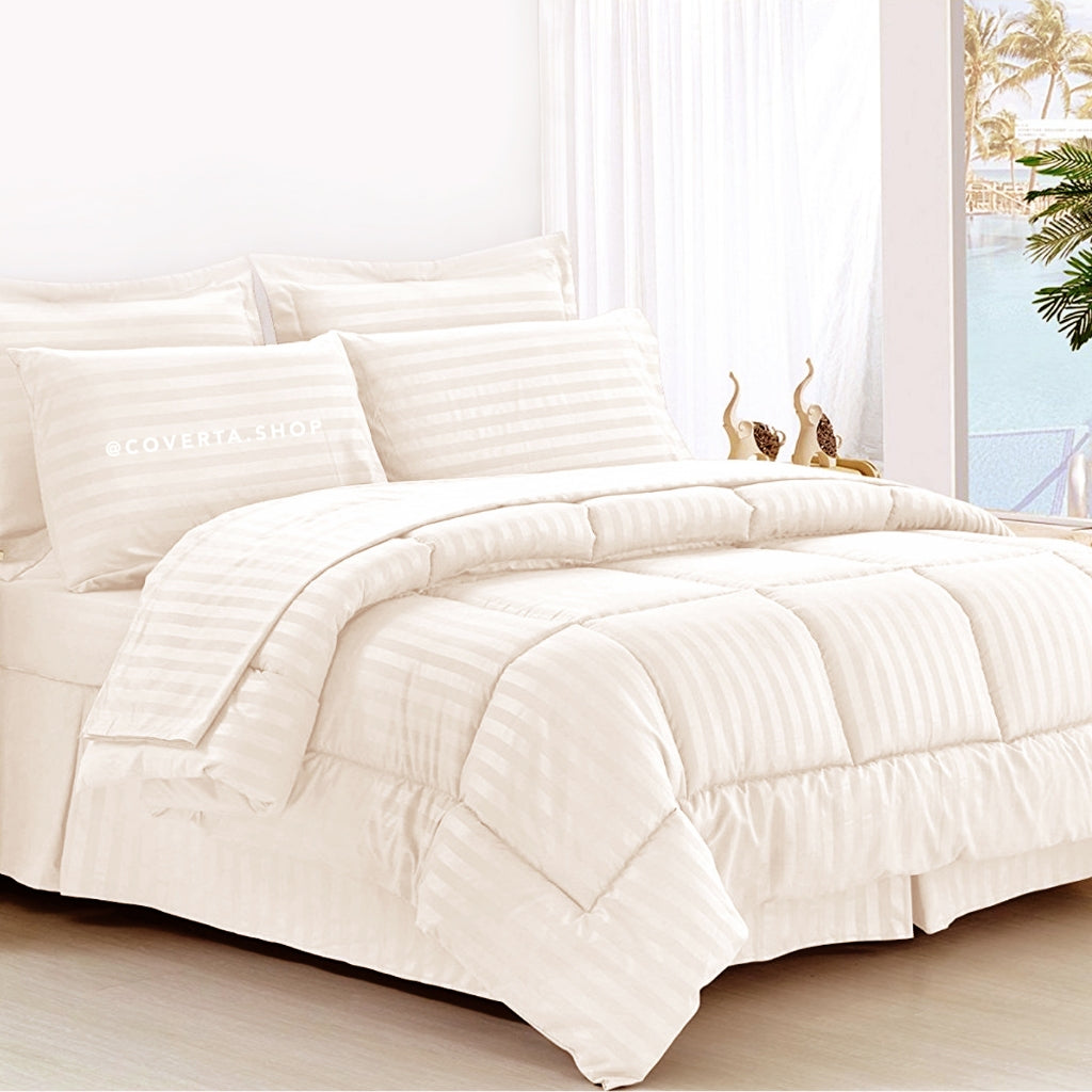 Bed Cover Set Hotel Broken White Polos - Double Size 160/180/200x200x20cm