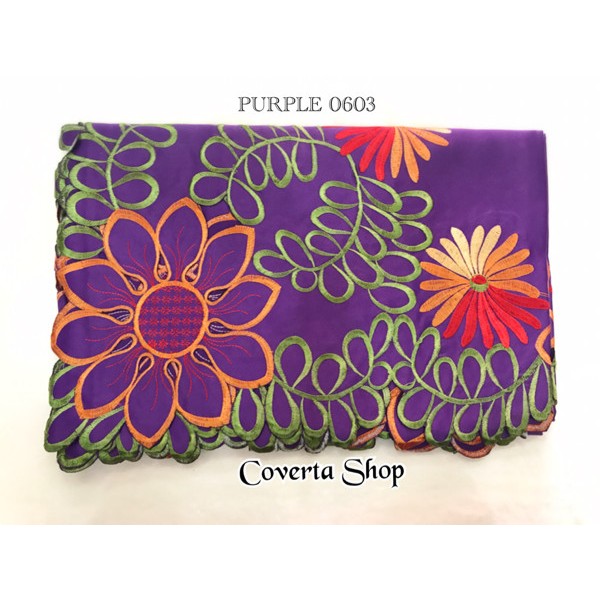 Taplak Meja Makan Kain Bordir Segi 180x225cm (6-8Kursi) - PURPLE0603