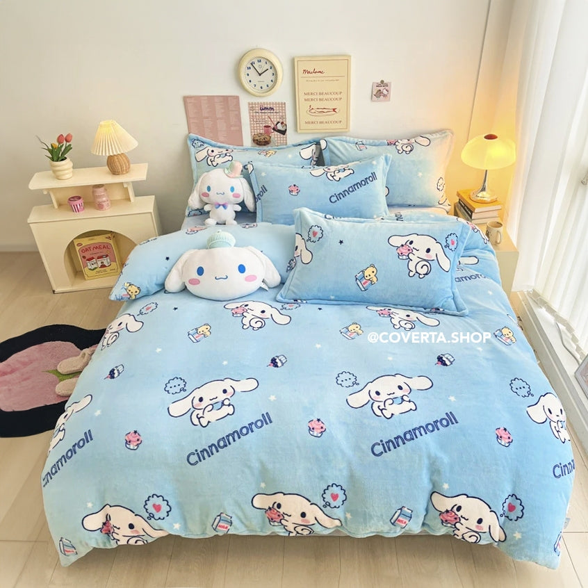 Badcover set 160x200 180x200 200x200 Katun Motif Labubu Sanrio Hello Kitty Cinnamorol Kuromi My Melody