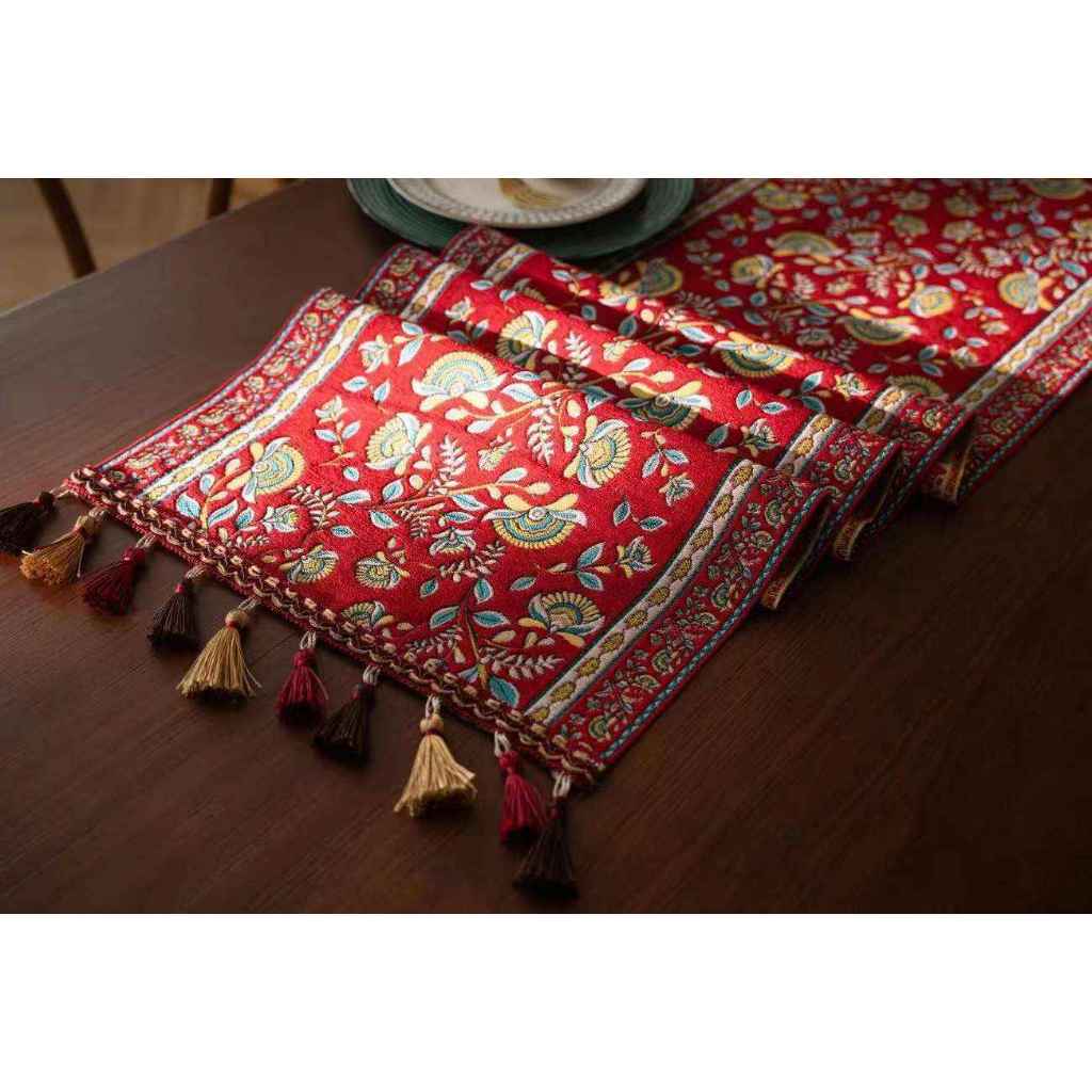 Table Runner Etnik Cotton Linen Taplak Meja Makan Panjang