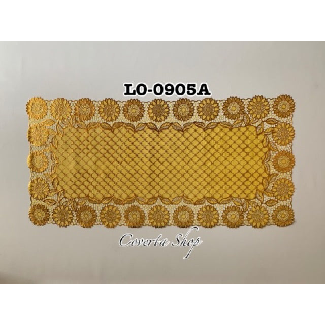 Taplak Meja Tamu Segi Panjang Plastik Gold 40x85cm