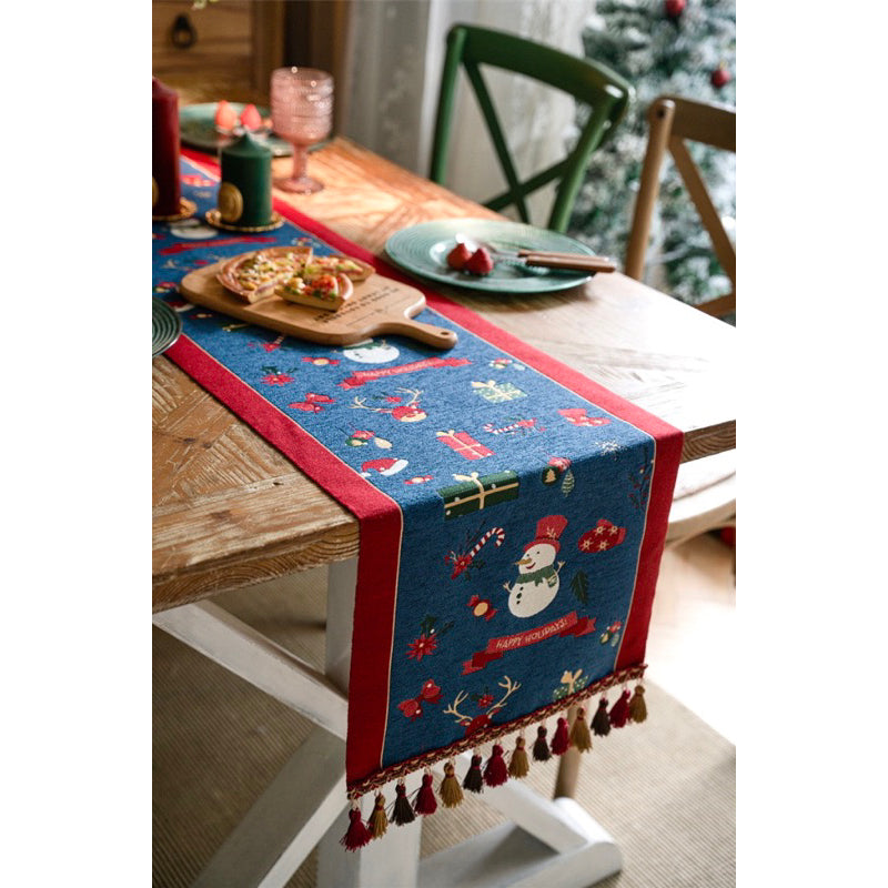 Taplak Meja Natal Premium Series Motif Snowman | Table Runner Christmas Dekorasi Natal
