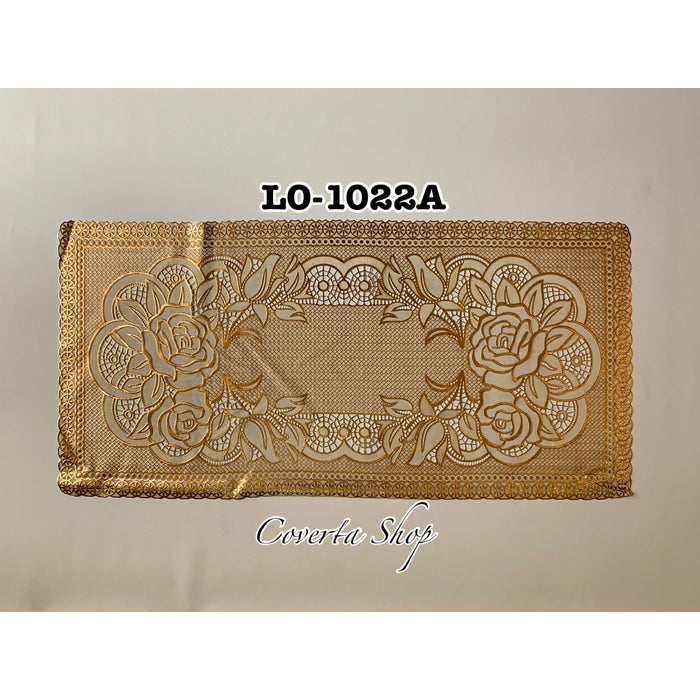 Taplak Meja Tamu Segi Panjang Plastik Gold 40x85cm
