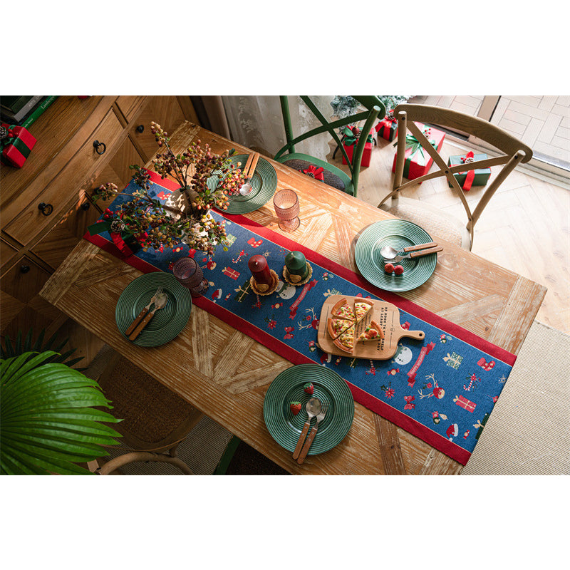 Taplak Meja Natal Premium Series Motif Snowman | Table Runner Christmas Dekorasi Natal