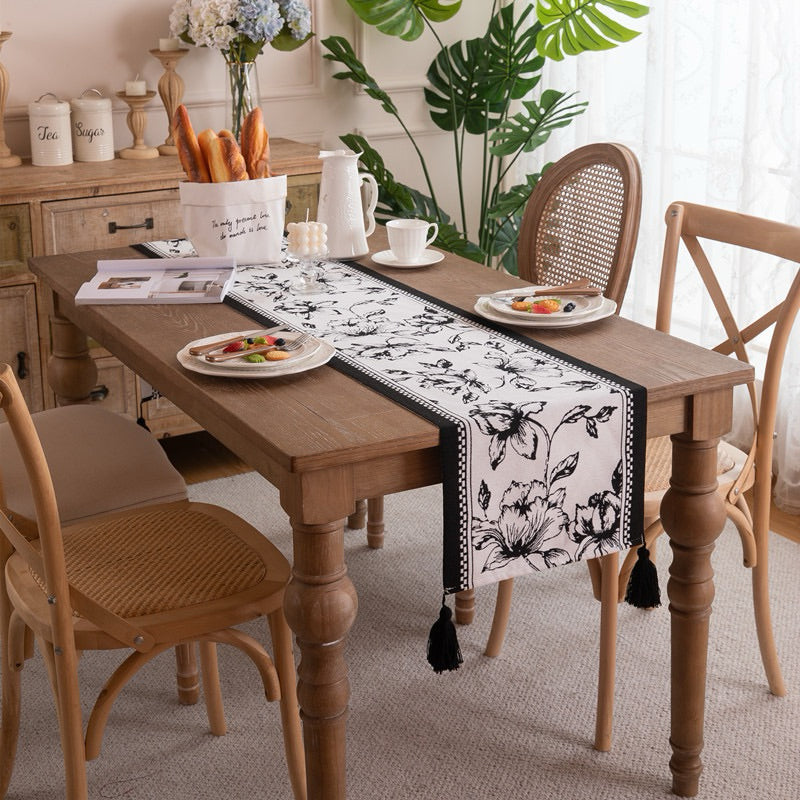 Table Runner Aesthetic Minimalis | Taplak Meja Panjang Monochrome