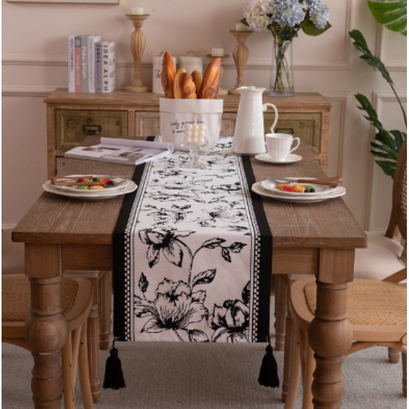 Table Runner Aesthetic Minimalis | Taplak Meja Panjang Monochrome