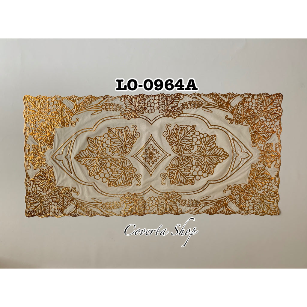 Taplak Meja Tamu Segi Panjang Plastik Gold 40x85cm