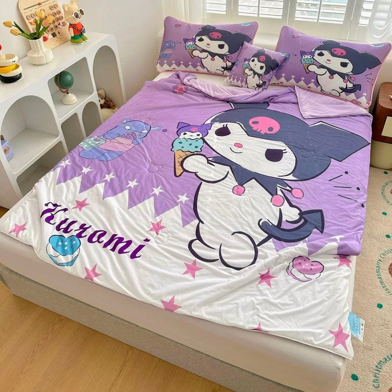 Selimut Dingin Bahan Cool Silk 150x200cm Super Lembut Sejuk Anti Gerah Motif Ariel Elsa Spiderman