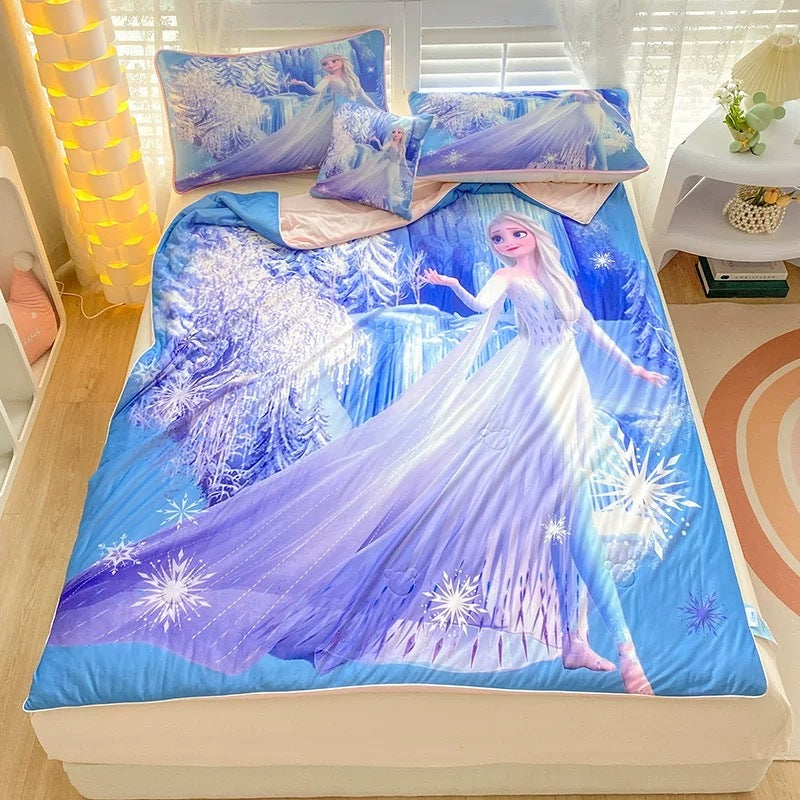Selimut Dingin Bahan Cool Silk 150x200cm Super Lembut Sejuk Anti Gerah Motif Ariel Elsa Spiderman