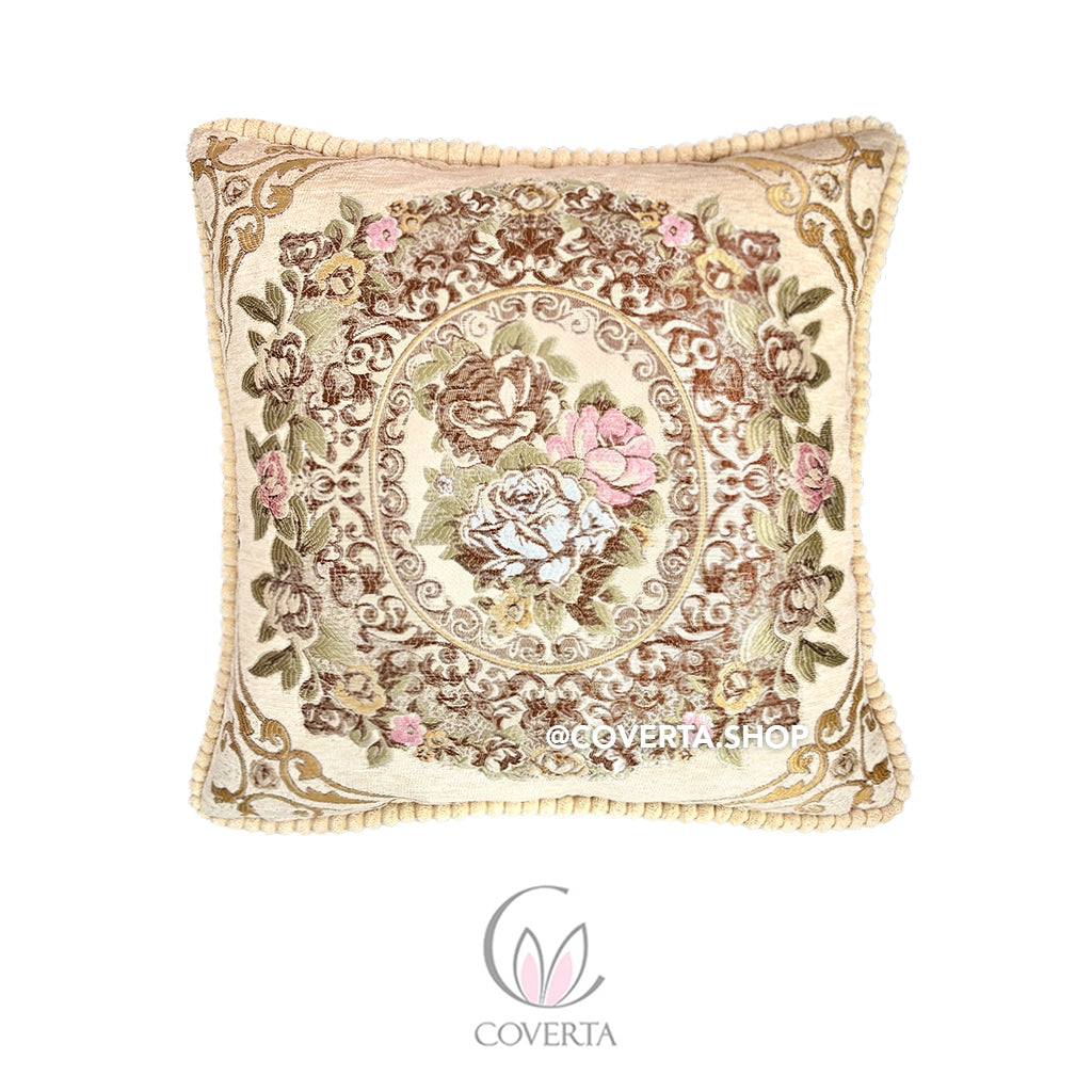 Sarung Bantal Sofa Belgian Floral Premium 45x45cm – Vintage Elegan Bahan Tebal dan Halus