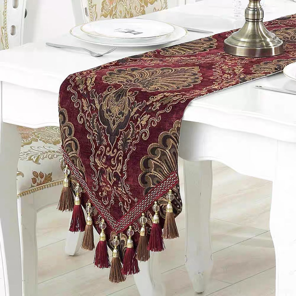 Table Runner Belgi Rumbai Premium / Taplak Meja Tamu Panjang Handmade