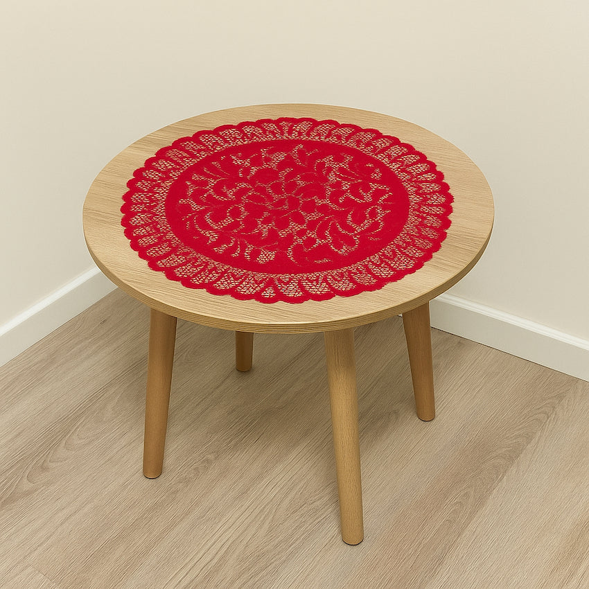 Taplak Meja Round Kecil Renda - Alas Meja Bulat Diameter 60cm