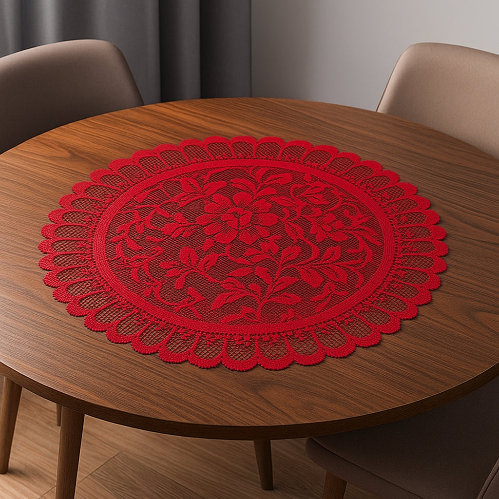 Taplak Meja Round Kecil Renda - Alas Meja Bulat Diameter 60cm