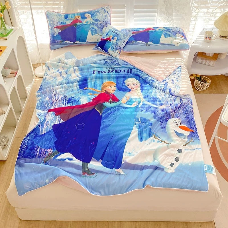 Selimut Dingin Bahan Cool Silk 150x200cm Super Lembut Sejuk Anti Gerah Motif Ariel Elsa Spiderman