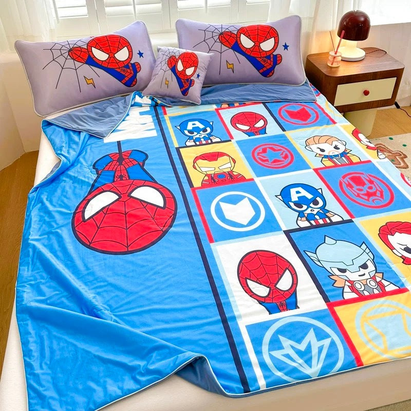 Selimut Dingin Bahan Cool Silk 150x200cm Super Lembut Sejuk Anti Gerah Motif Ariel Elsa Spiderman