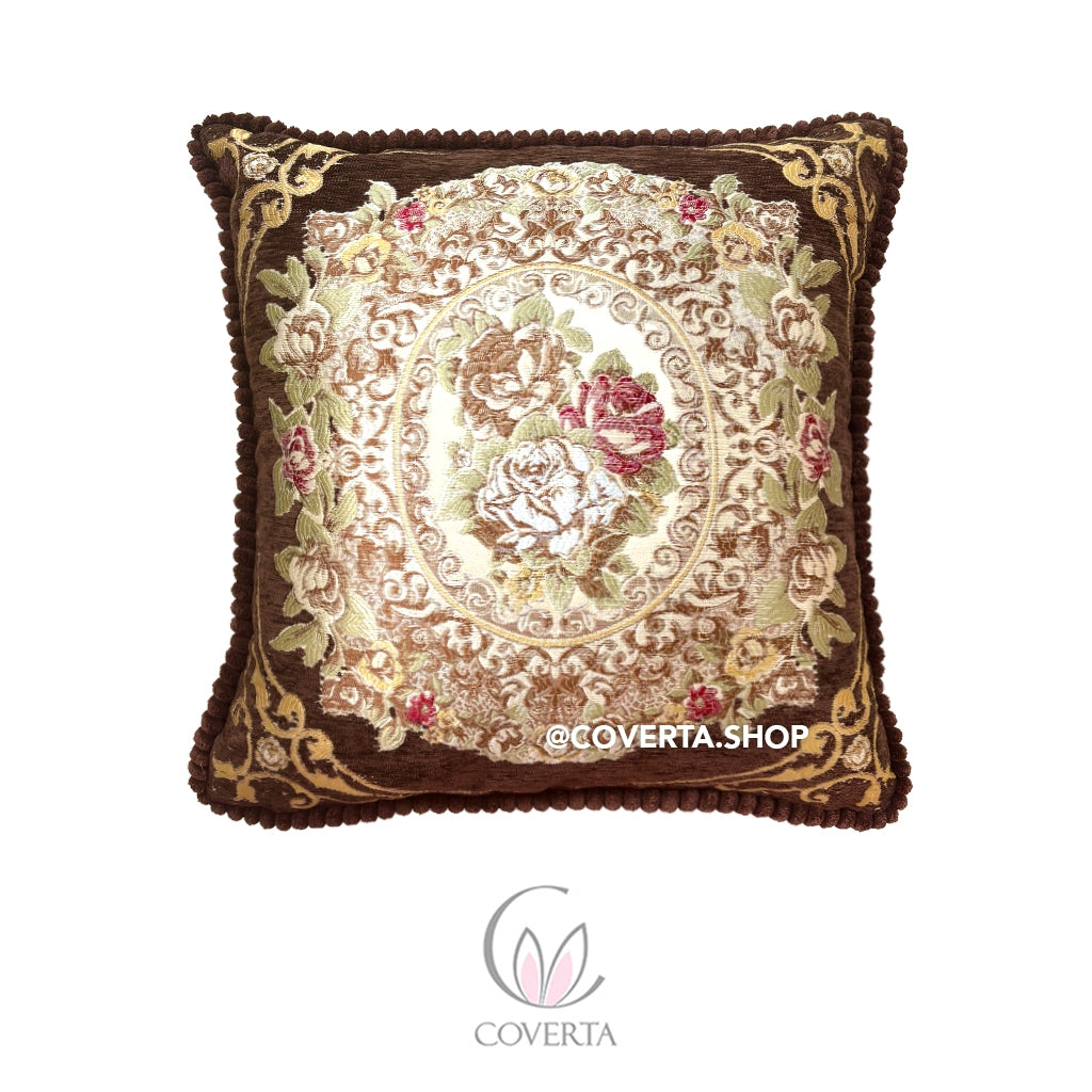 Sarung Bantal Sofa Belgian Floral Premium 45x45cm – Vintage Elegan Bahan Tebal dan Halus
