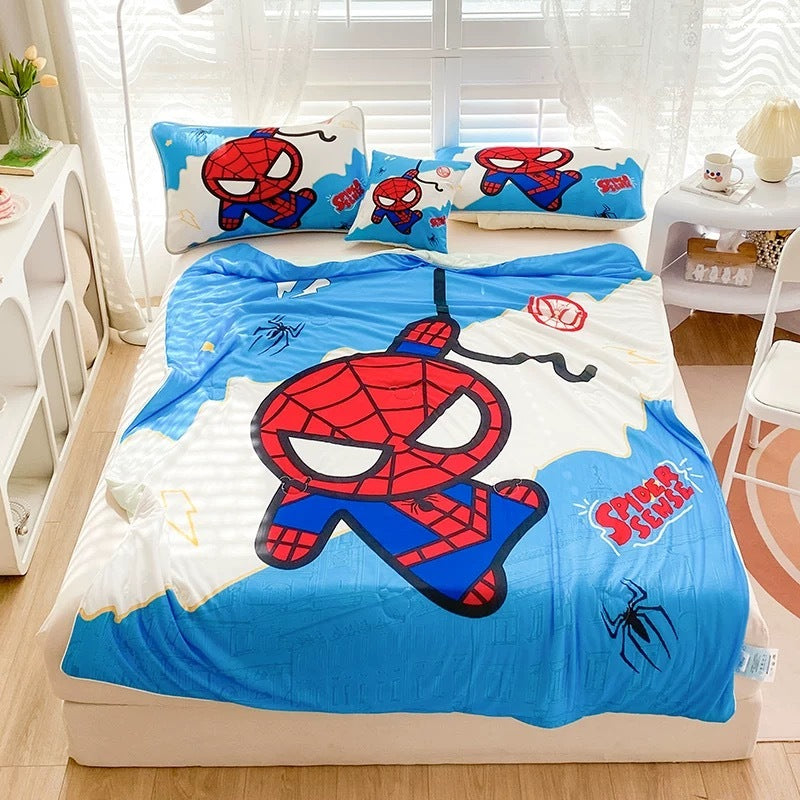 Selimut Dingin Bahan Cool Silk 150x200cm Super Lembut Sejuk Anti Gerah Motif Ariel Elsa Spiderman