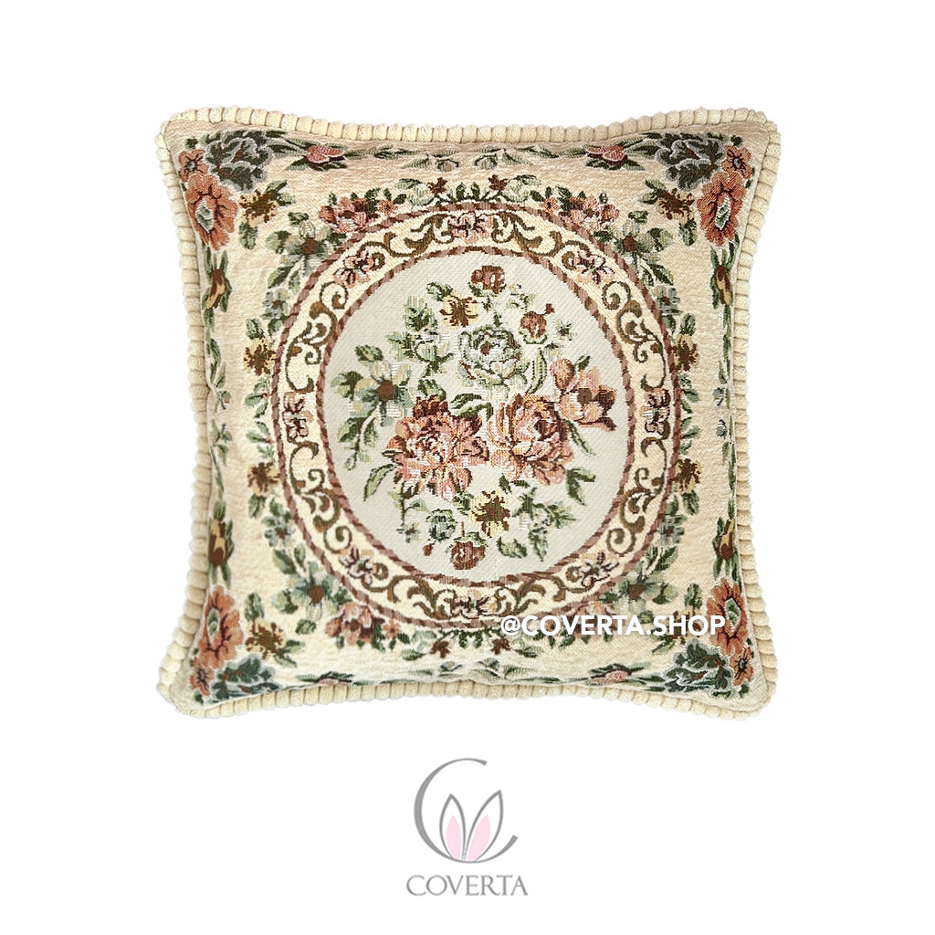 Sarung Bantal Sofa Belgian Floral Premium 45x45cm – Vintage Elegan Bahan Tebal dan Halus