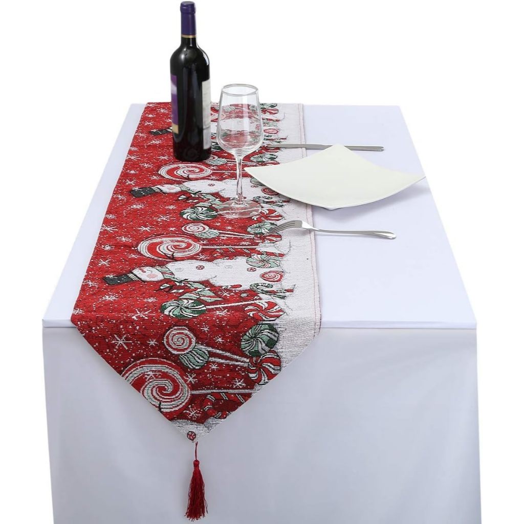 Taplak Meja Dekorasi Natal | Table Runner Christmas Snowman