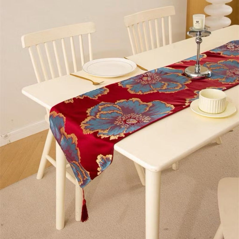 Table Runner Merah Premium Dekorasi Meja Makan Elegan