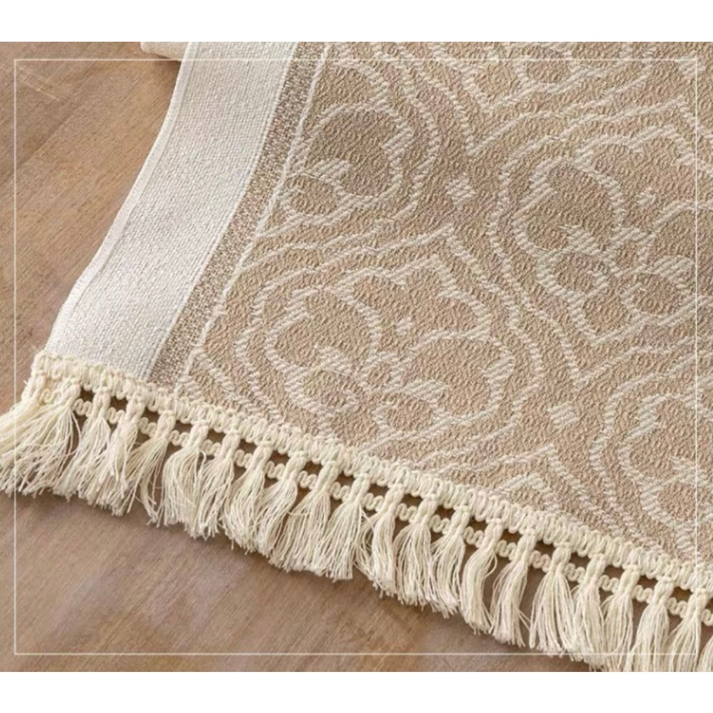 Table Runner Raya - Taplak Meja Makan Linen Estetik Motif Raya | Alas Meja Tamu Minimalis