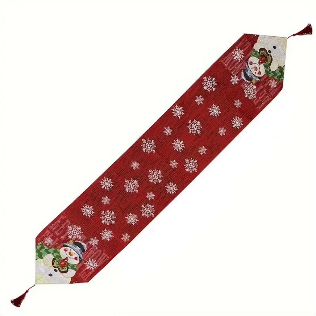 Taplak Meja Dekorasi Natal | Table Runner Christmas Snowman