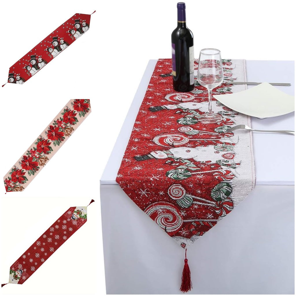 Taplak Meja Dekorasi Natal | Table Runner Christmas Snowman