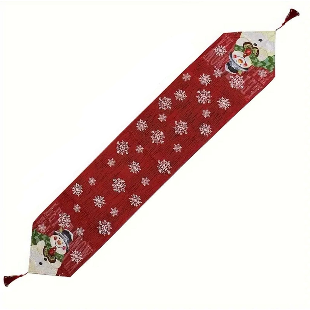 Taplak Meja Dekorasi Natal | Table Runner Christmas Snowman