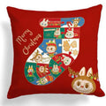Sarung Bantal Kursi Sofa Natal 40x40cm Motif Labubu Dekorasi Christmas