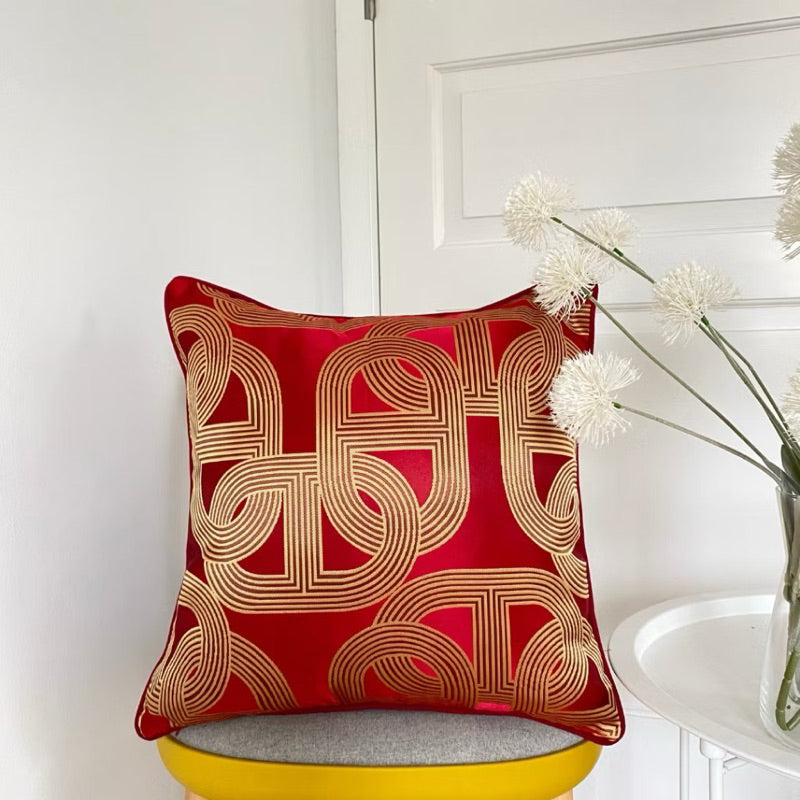 Sarung Bantal Sofa 45x45 Merah Motif Imlek Dekorasi Rumah