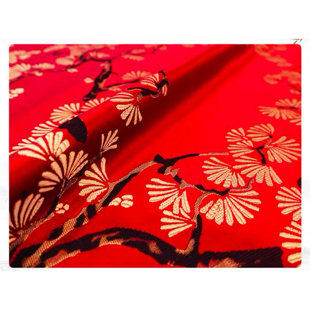 Table Runner Imlek Motif Lunar Blossom - Taplak Meja Tamu Elegan Bunga Mei Hua