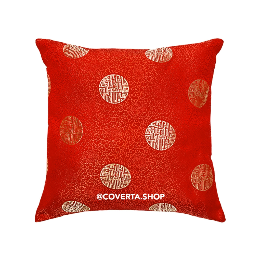 Sarung Bantal 45x45 cm Sofa Imlek Motif Merah Emas Elegan – Dekorasi Rumah Tahun Baru