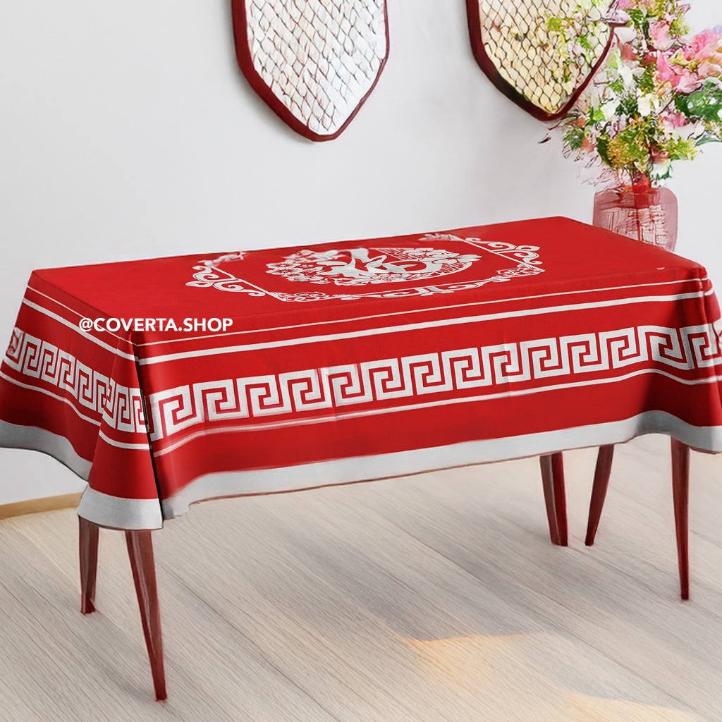 Taplak Meja Makan Imlek Merah 140x220cm - Dekorasi Rumah Tahun Baru Cina