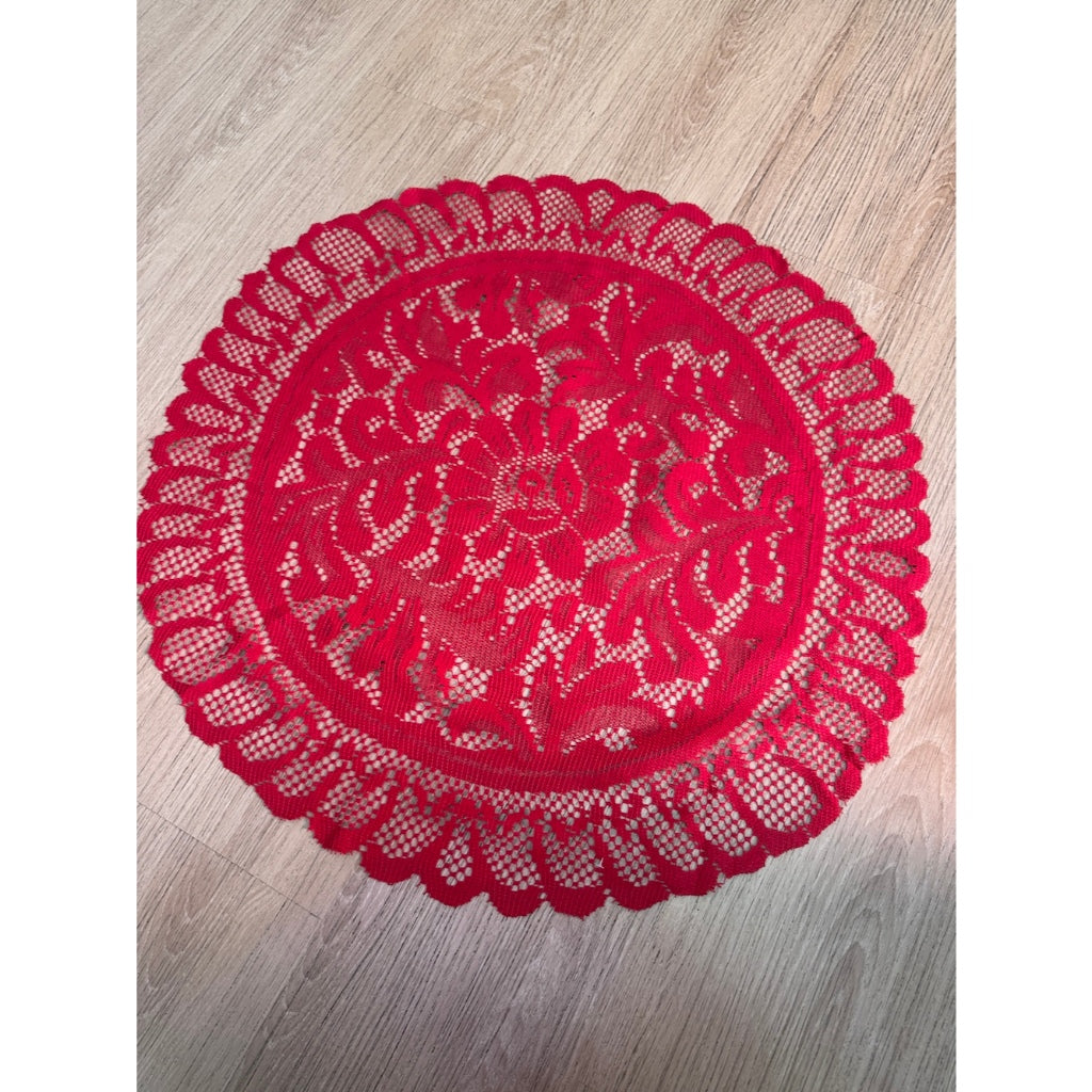 Taplak Meja Round Kecil Renda - Alas Meja Bulat Diameter 60cm