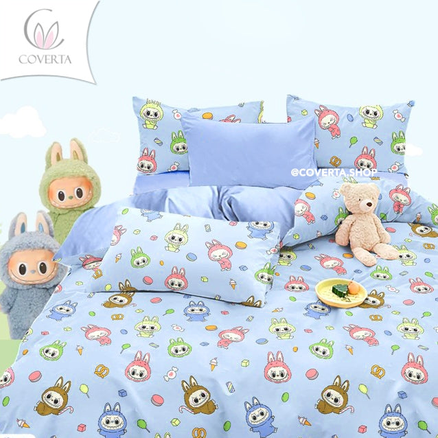 Badcover set 160x200 180x200 200x200 Katun Motif Labubu Sanrio Hello Kitty Cinnamorol Kuromi My Melody
