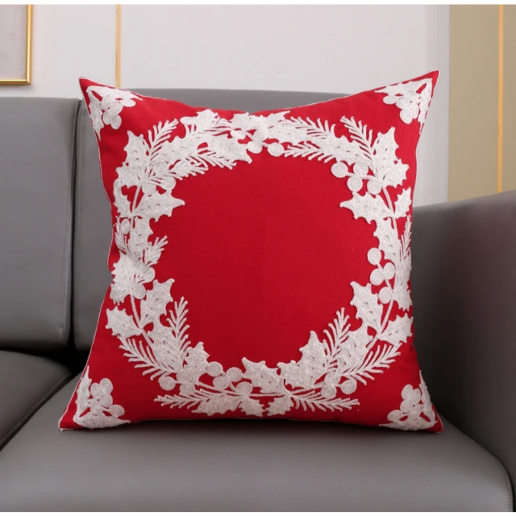 COVER Sarung Bantal Sofa Natal 45x45 cm Motif Christmas Bordir Premium