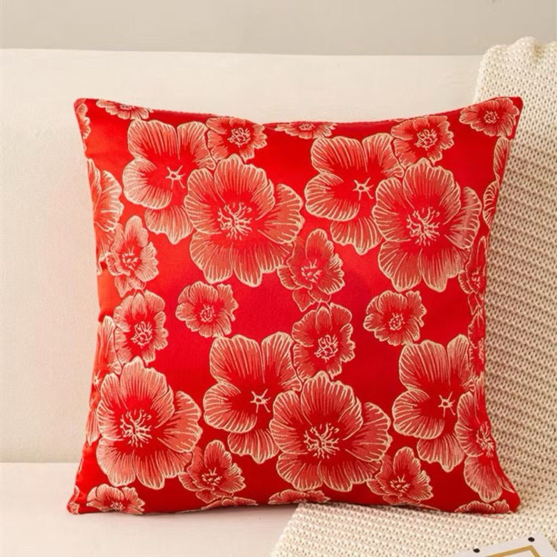 Sarung Bantal Sofa 45x45 Merah Motif Imlek Dekorasi Rumah