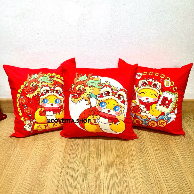 Sarung Bantal Sofa 45x45 cm Motif Lunar Red | Sarung Bantal Kursi Merah