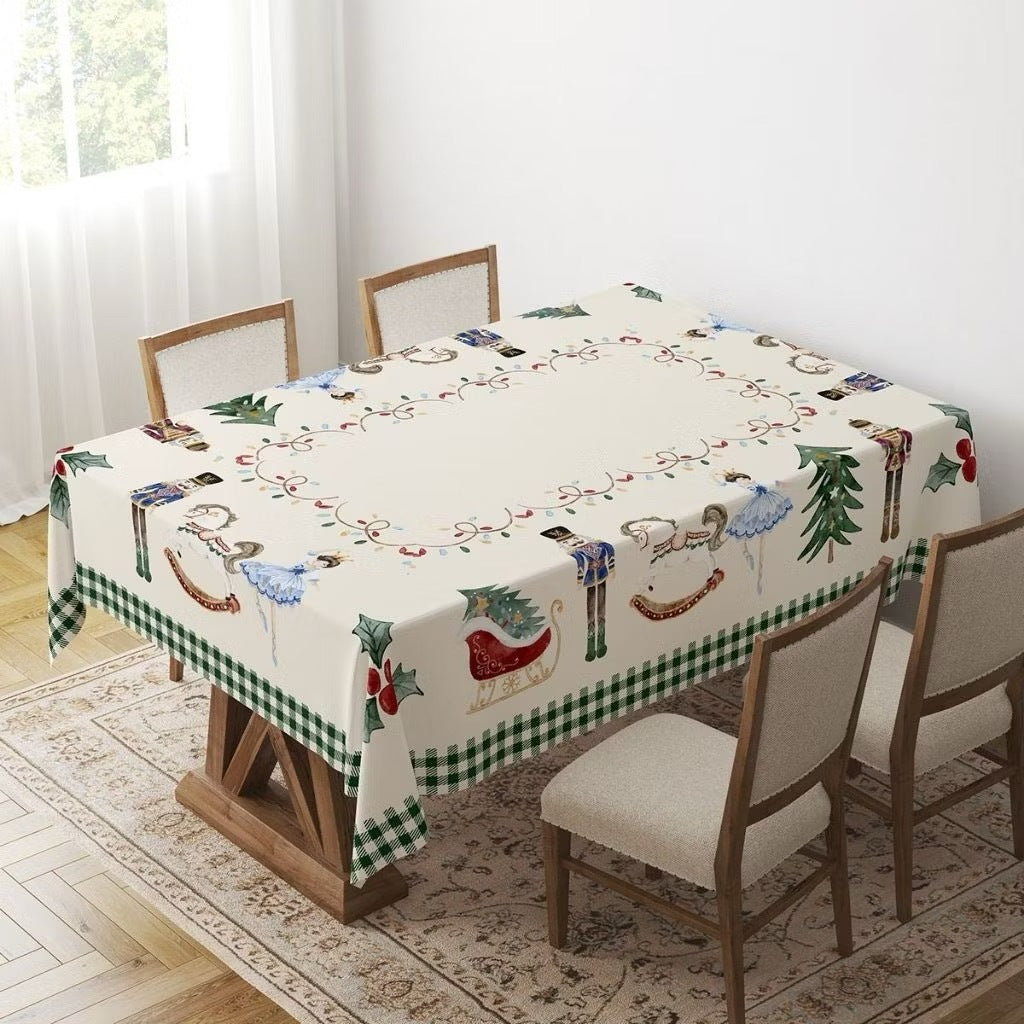 Taplak Meja Makan Kain Dekorasi Natal Tahun Baru Imlek Motif Argyle