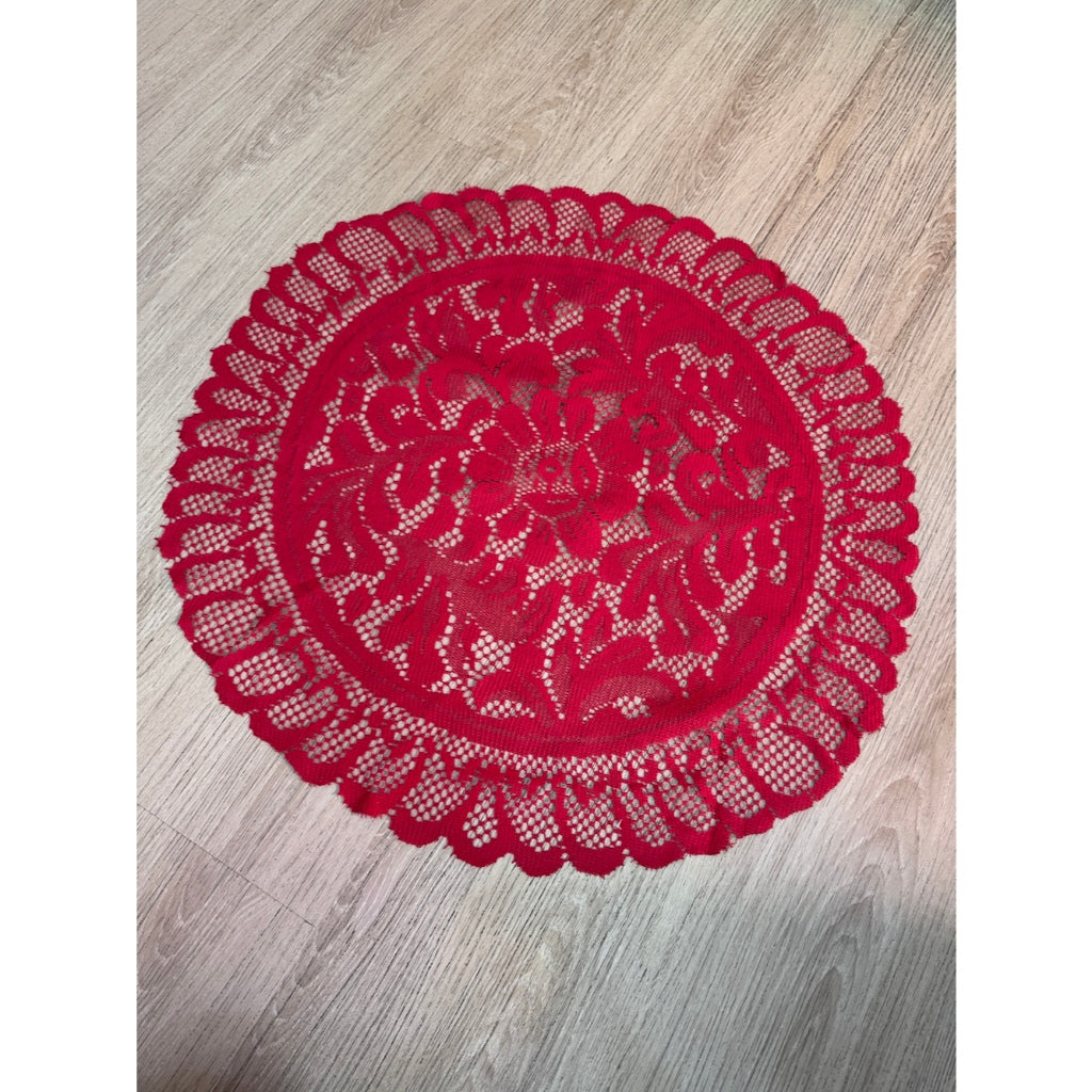 Taplak Meja Round Kecil Renda - Alas Meja Bulat Diameter 60cm