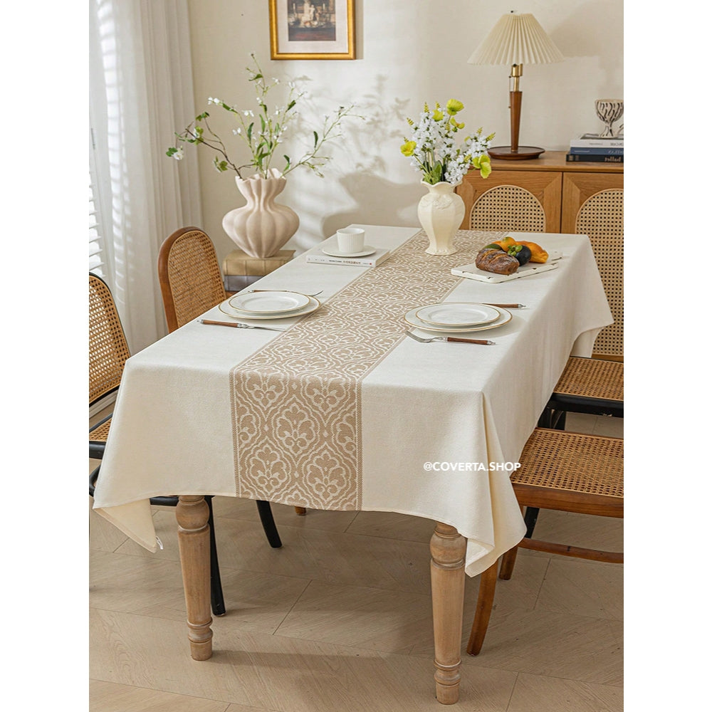 Taplak Meja Makan Raya - Taplak Meja Makan Linen Estetik Motif Raya | Alas Meja Makan Minimalis